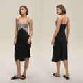Lace Splice Backless Camisole Long Nightgown
