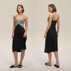 Lace Splice Backless Camisole Long Nightgown