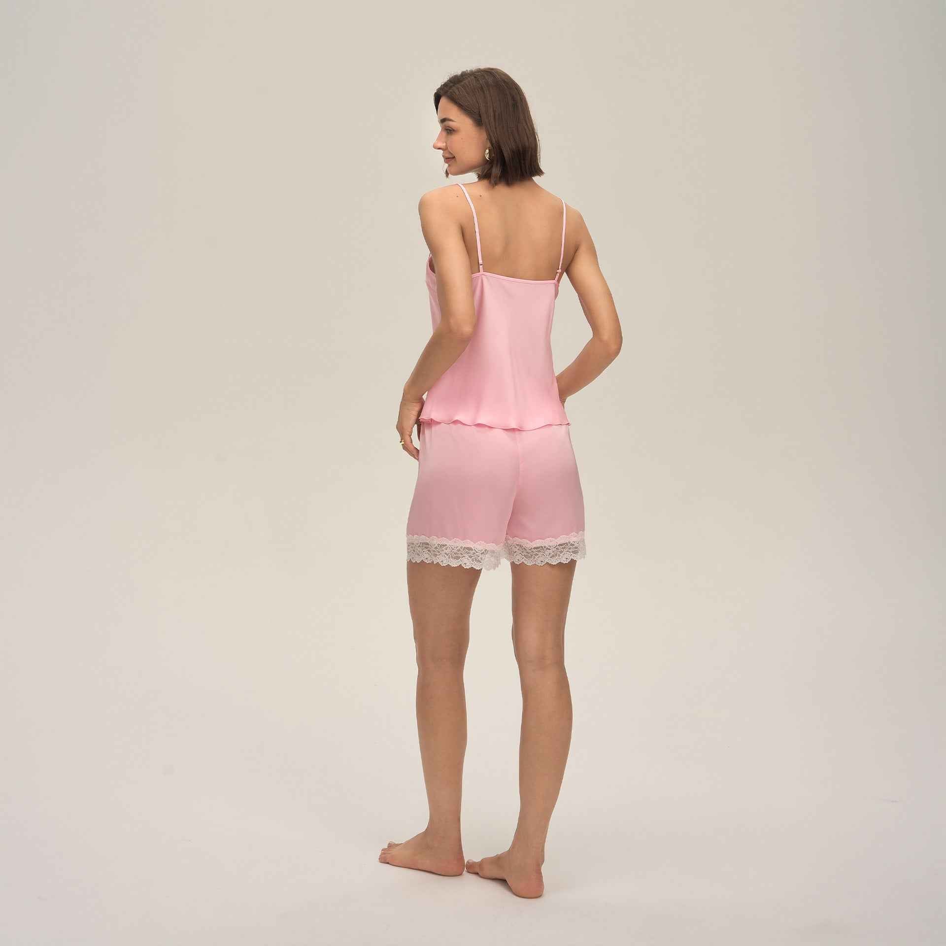 Lace Splice Camisole & Shorts Pajama Set
