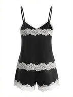 French Lace Camisole & Shorts Two-Piece Sleepwear Set