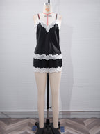 French Lace Camisole & Shorts Two-Piece Sleepwear Set