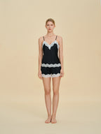 French Lace Camisole & Shorts Two-Piece Sleepwear Set