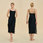 Lace Splice Slit Long Slip Nightgown