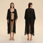 Mesh Fringe Chiffon Sheer Robe