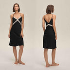 Lace Slim-Fit Backless Satin Nightdress