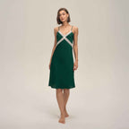 Lace Slim-Fit Backless Satin Nightdress