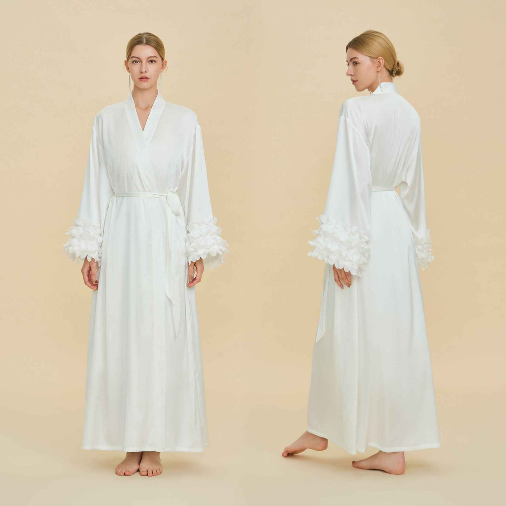 Satin Chiffon Bell Sleeve Long Cardigan