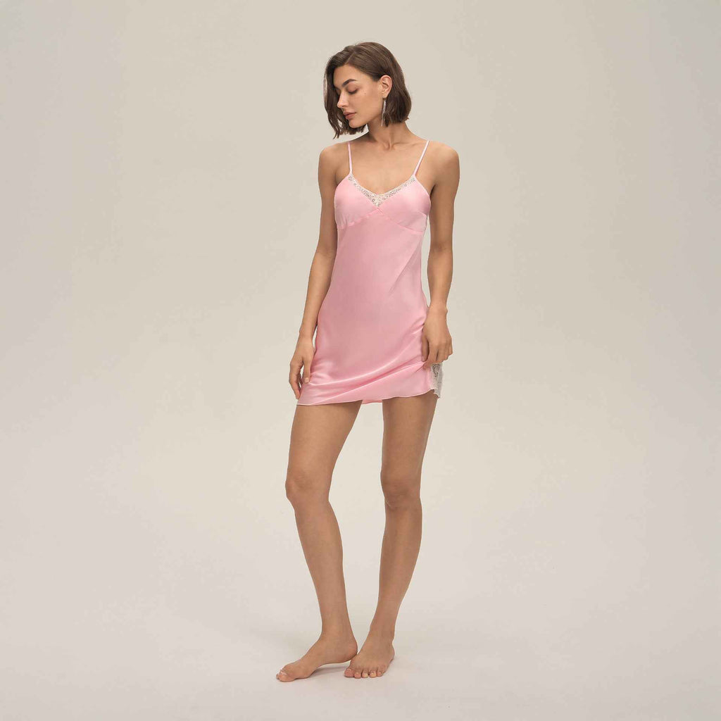 Lace Slim-Fit Satin Camisole Nightdress
