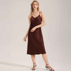 Satin Chiffon Solid Camisole Nightgown