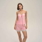Lace Splice Camisole & Shorts Pajama Set