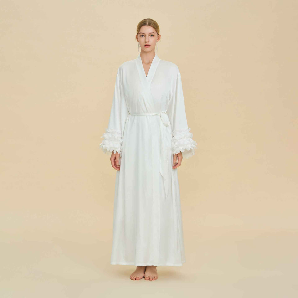 Satin Chiffon Bell Sleeve Long Cardigan