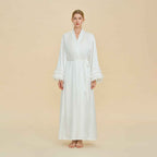 Satin Chiffon Bell Sleeve Long Cardigan