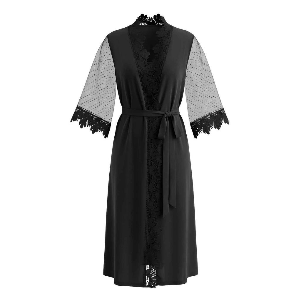 French Lace Trim Long Robe