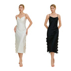Lace Splice Slit Long Slip Nightgown