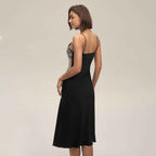 Lace Splice Backless Camisole Long Nightgown