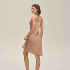 Lace Strapless Backless Satin Mini Dress