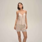 Lace Splice Camisole & Shorts Pajama Set
