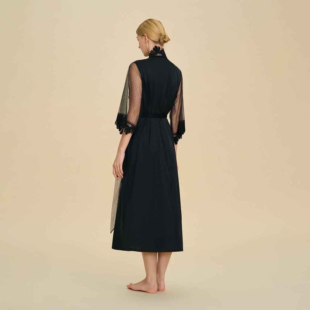 French Lace Trim Long Robe
