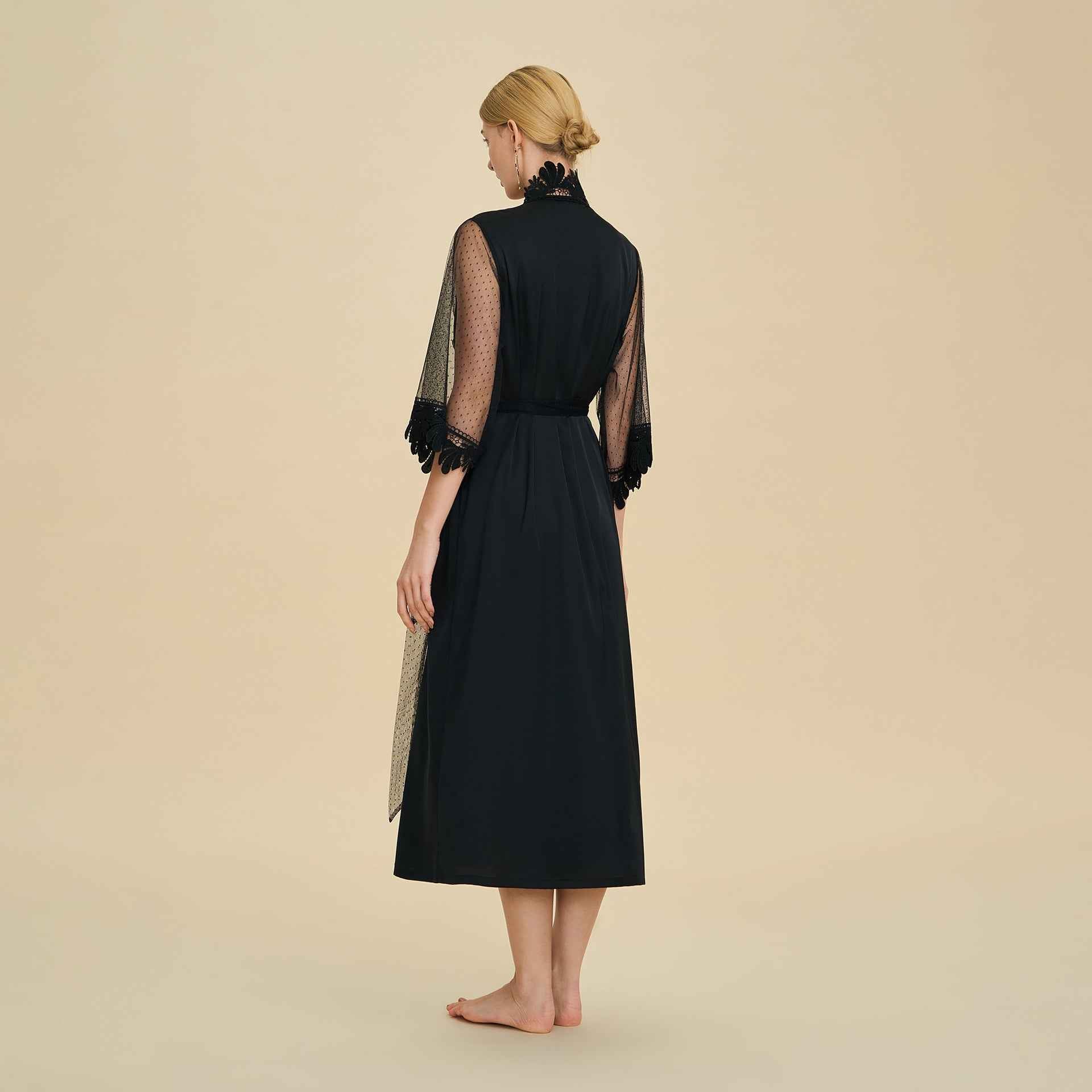 French Lace Trim Long Robe