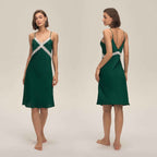Lace Slim-Fit Backless Satin Nightdress