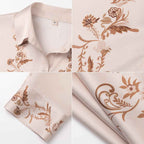 Satin Chiffon Printed Long Sleeve Casual Loungewear Set