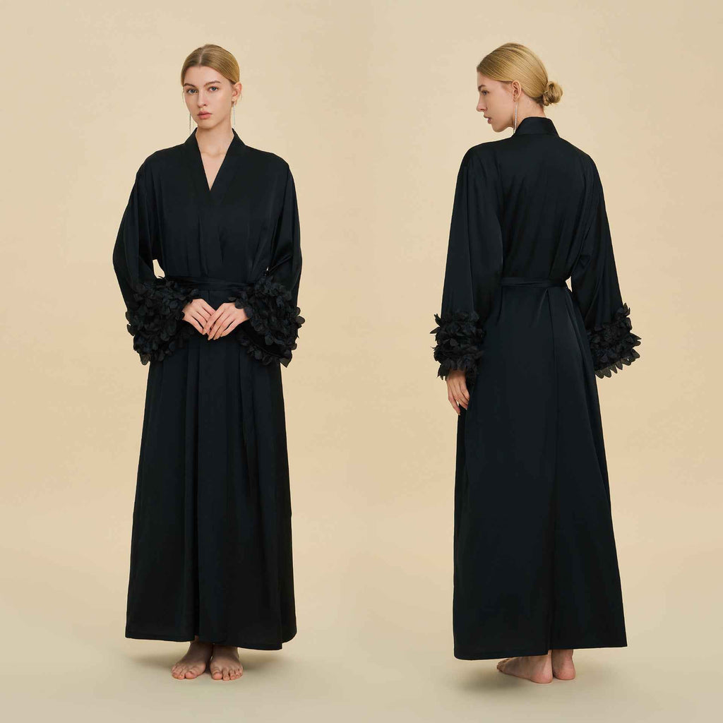 Satin Chiffon Bell Sleeve Long Cardigan