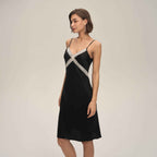 Lace Slim-Fit Backless Satin Nightdress