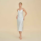 Lace Splice Slit Long Slip Nightgown