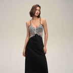 Lace Splice Backless Camisole Long Nightgown