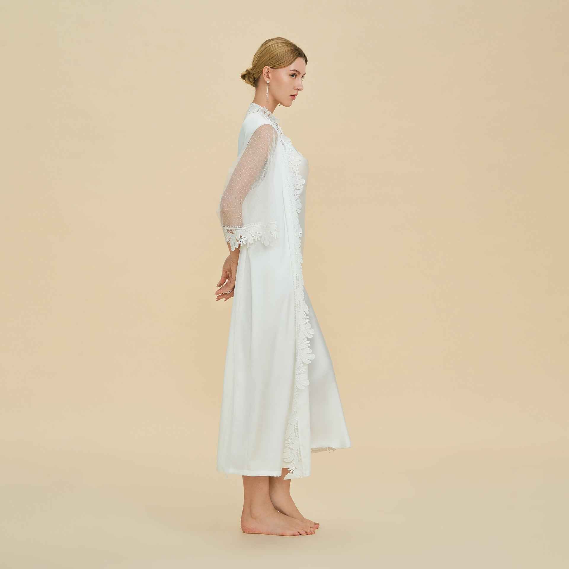 French Lace Trim Long Robe