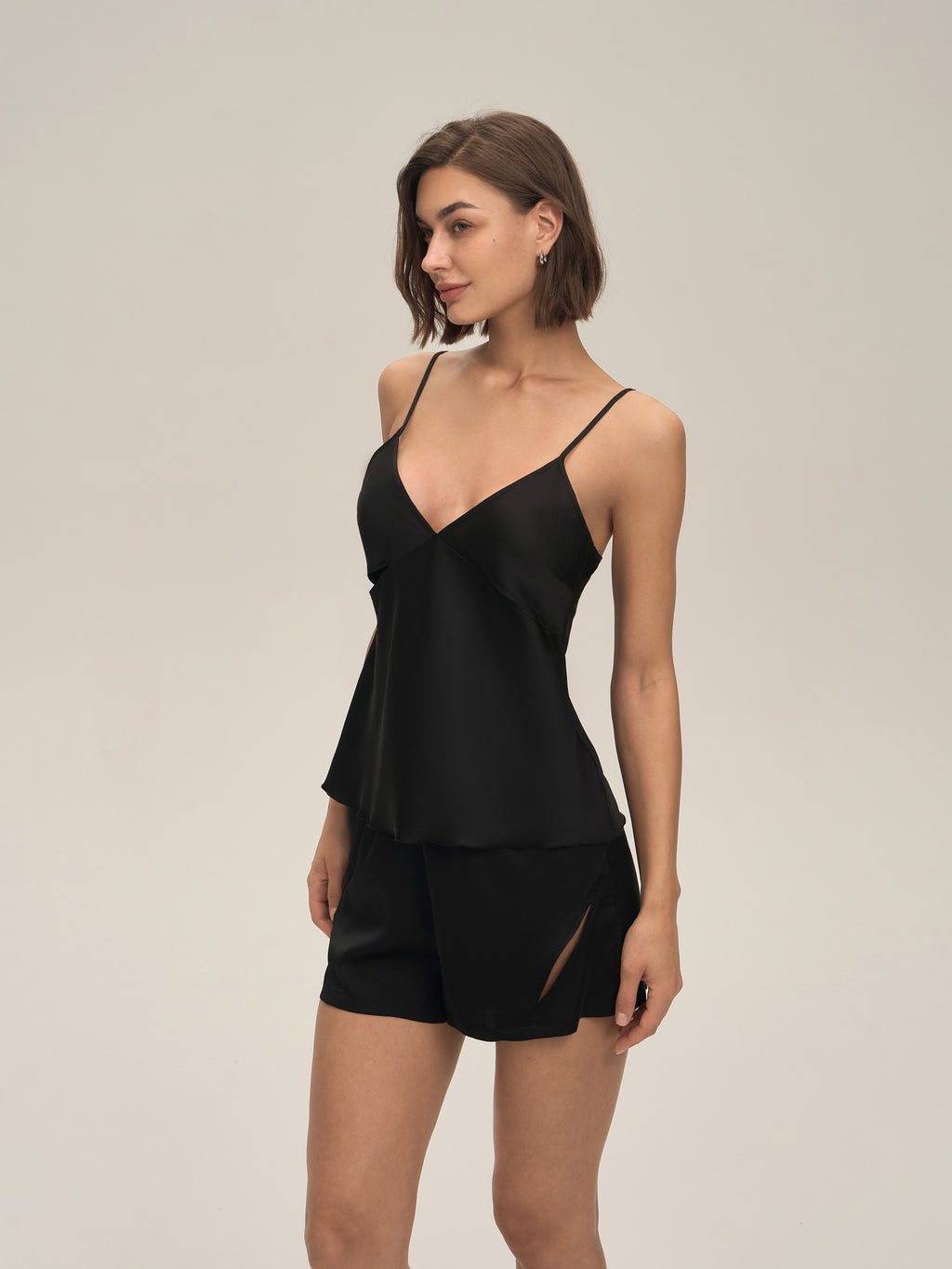 Satin Chiffon Camisole & Shorts Pajama Set
