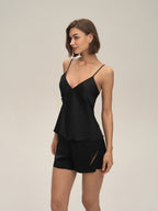 Satin Chiffon Camisole & Shorts Pajama Set