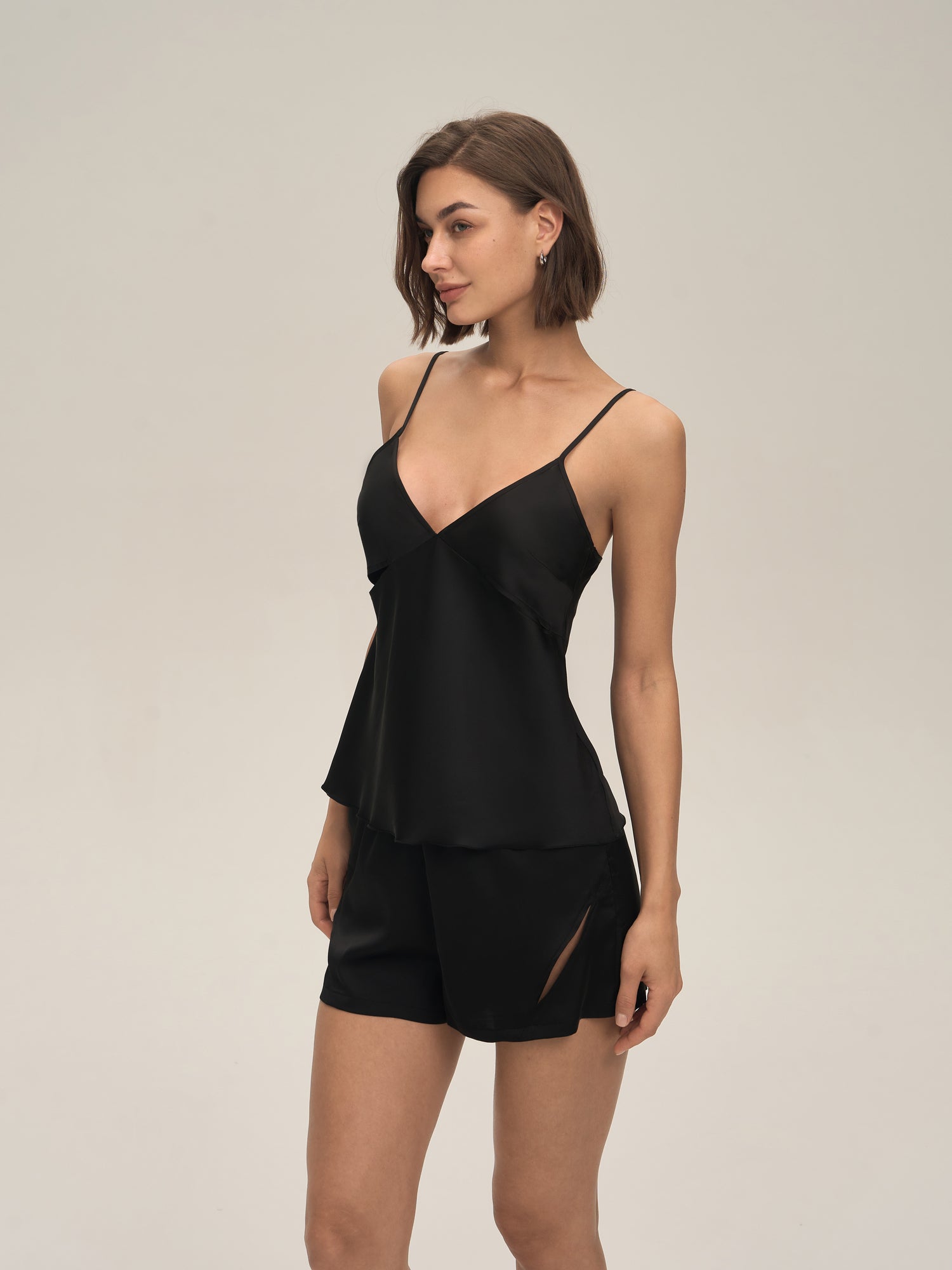 Satin Chiffon Camisole & Shorts Pajama Set