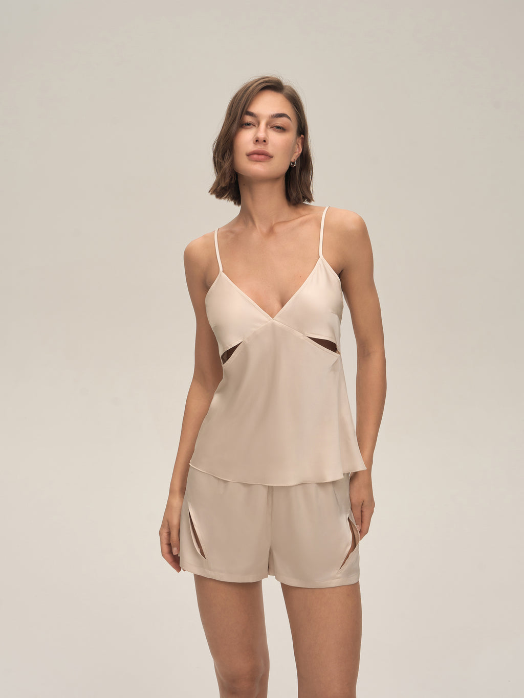 Satin Chiffon Camisole & Shorts Pajama Set