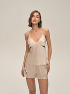 Satin Chiffon Camisole & Shorts Pajama Set