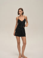 Satin Chiffon Camisole & Shorts Pajama Set